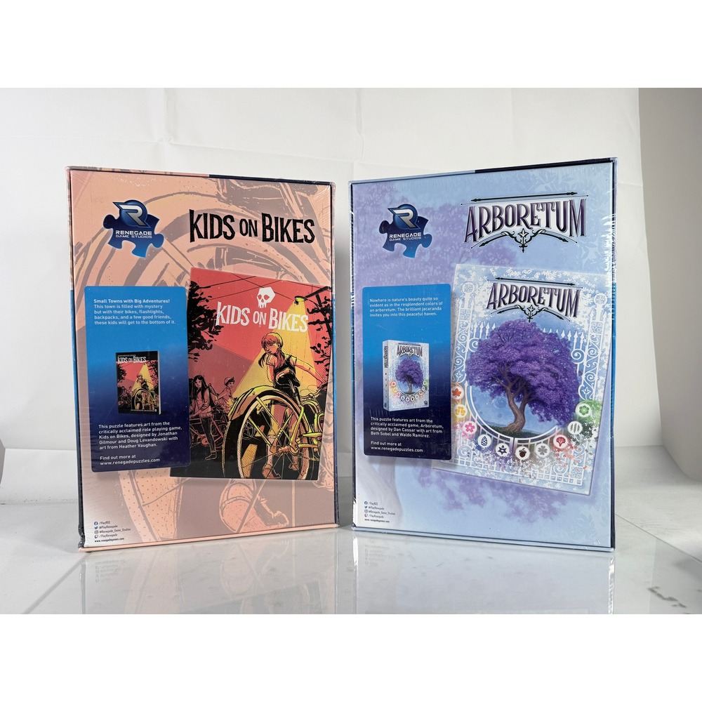 Renegade Game Studios 1,000 Piece Jigsaw Puzzle Lot - Kids On Bikes & Arboretum